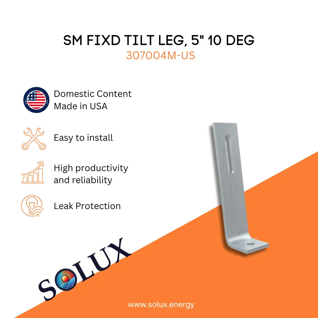 This is an image of 5 inches, 10 degree Unirac SM Fixd Tilt Leg, Domestic Solution
